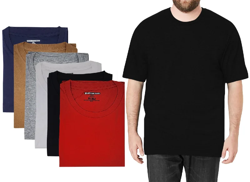 Crew Neck Short Sleeve T-Shirts | Big & Tall USA Assorted 100% Cotton | Men's (6 Pairs)