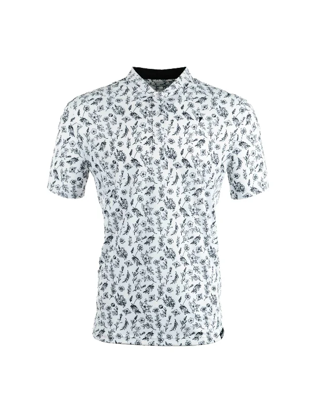 Black Floral Blade Polo