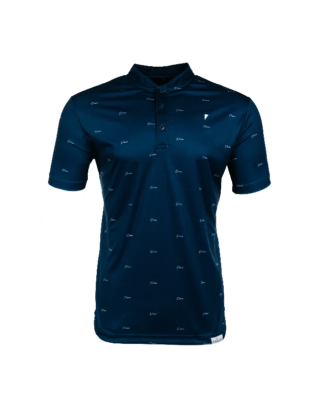 Deep Blue Cursive Repeat Blade Polo