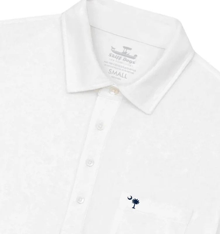 Palmetto Moon: Upcycled Surf Polo - White