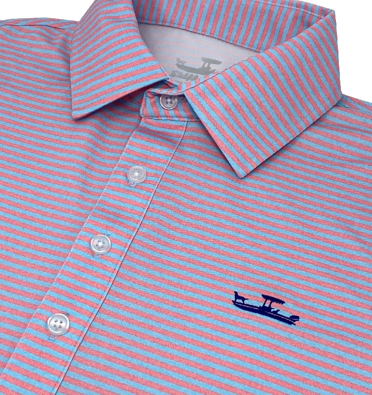 Skiff Dogs: Slack Tide Polo - Coral/Light Blue