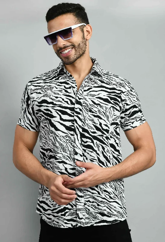 Animal Print Black White Linen Shirt