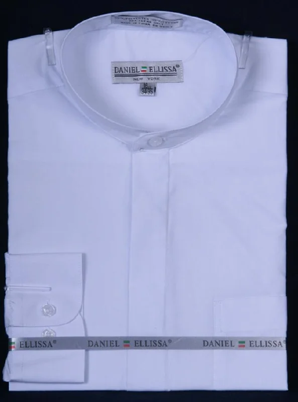 Banded Collar Dress Shirt-White