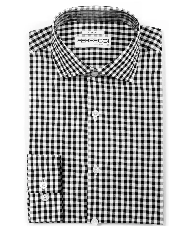 Black Gingham Check Slim Fit Shirt