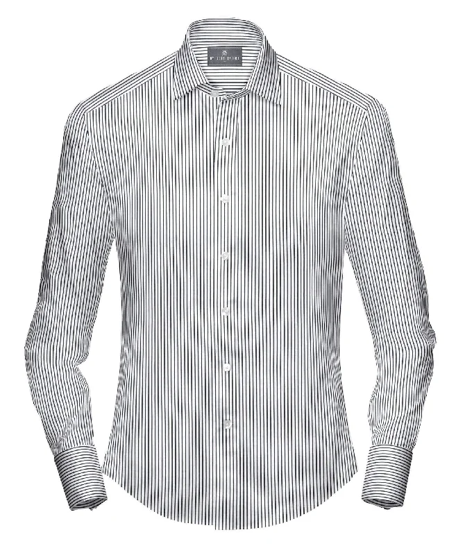 Black Office Stripe Dress Shirt