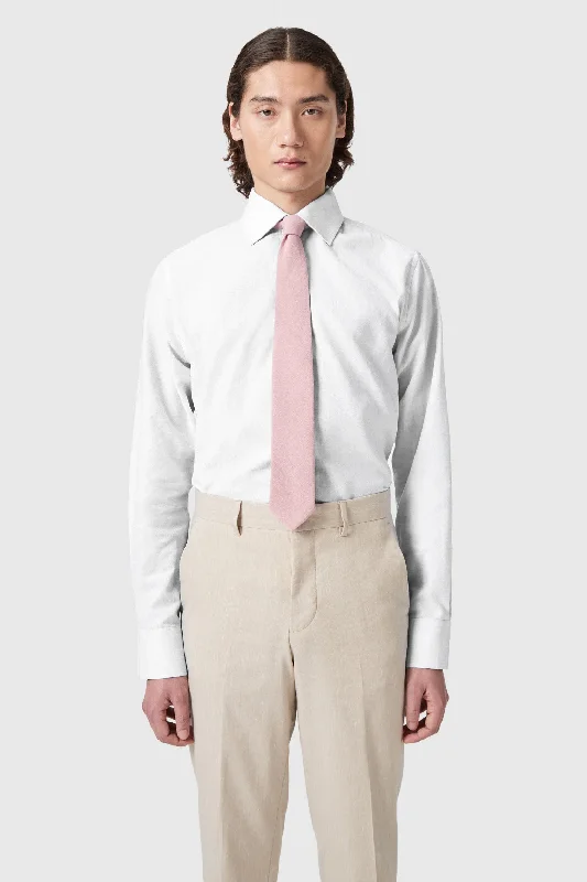 Grafton Slim Fit Spread Collar White Linen Shirt