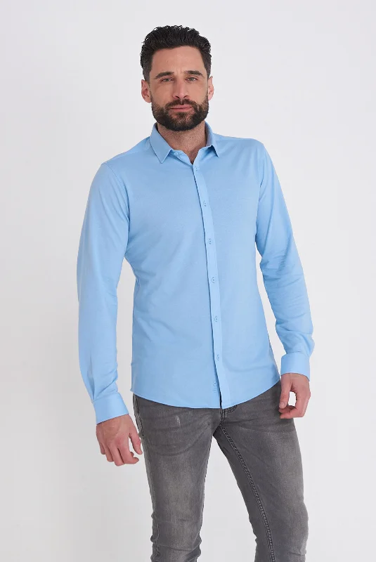 Harry Brown Pique Shirt in Light Blue