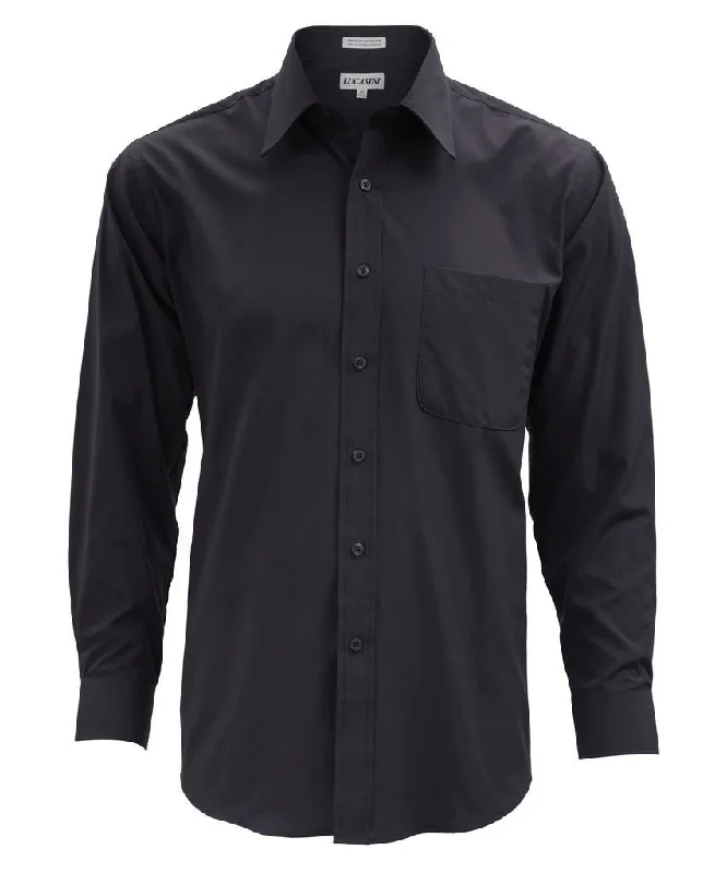 Lucasini Mens Black Regular Fit 300 Series Dress Shirt