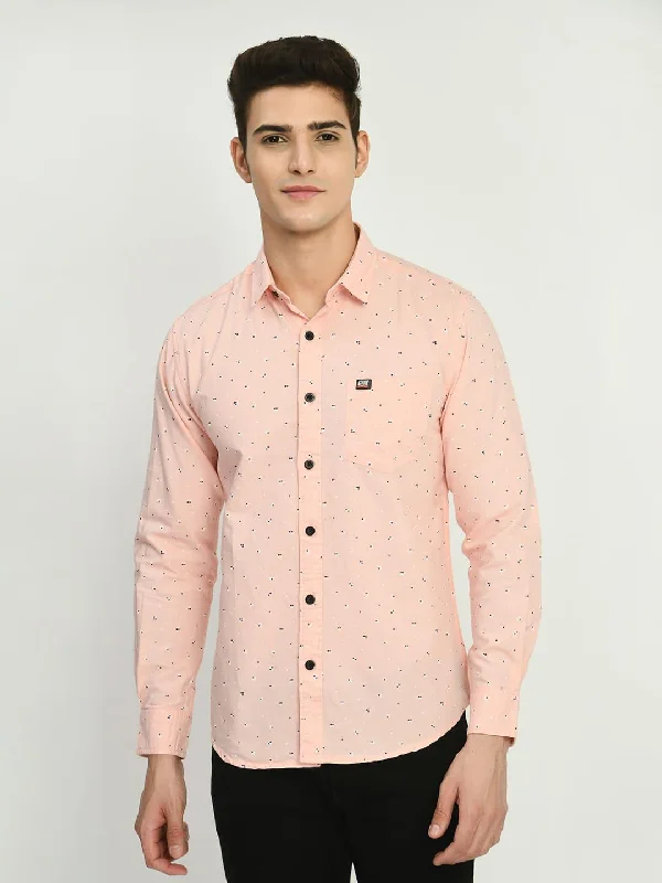 Men’s Printed Pink Full Sleeve Shirt