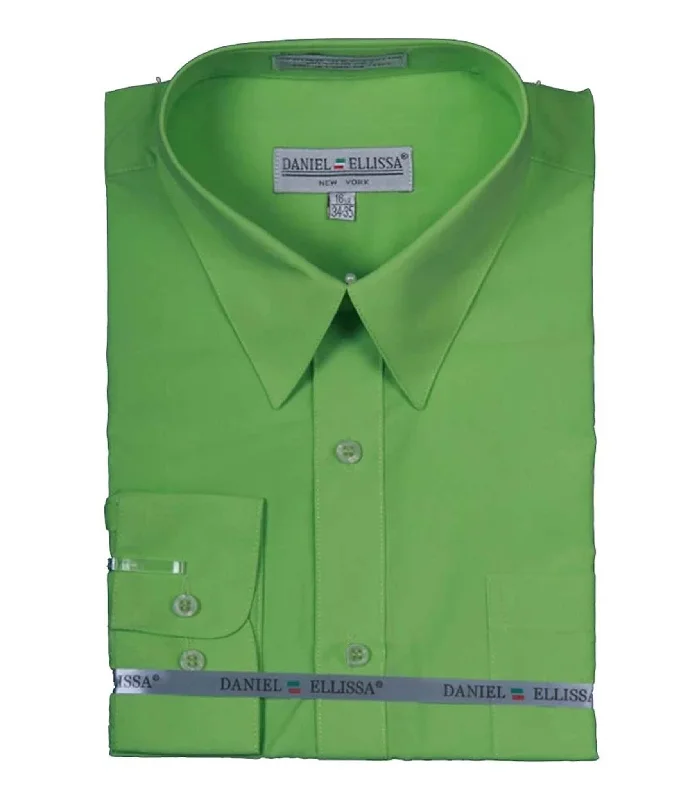 Men's Basic Dress Shirt  with Convertible Cuff -Color Apple Green