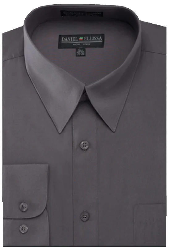 Men's Basic Dress Shirt  with Convertible Cuff -Color Charcoal