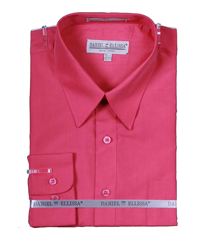 Men's Basic Dress Shirt  with Convertible Cuff -Color Fuchsia