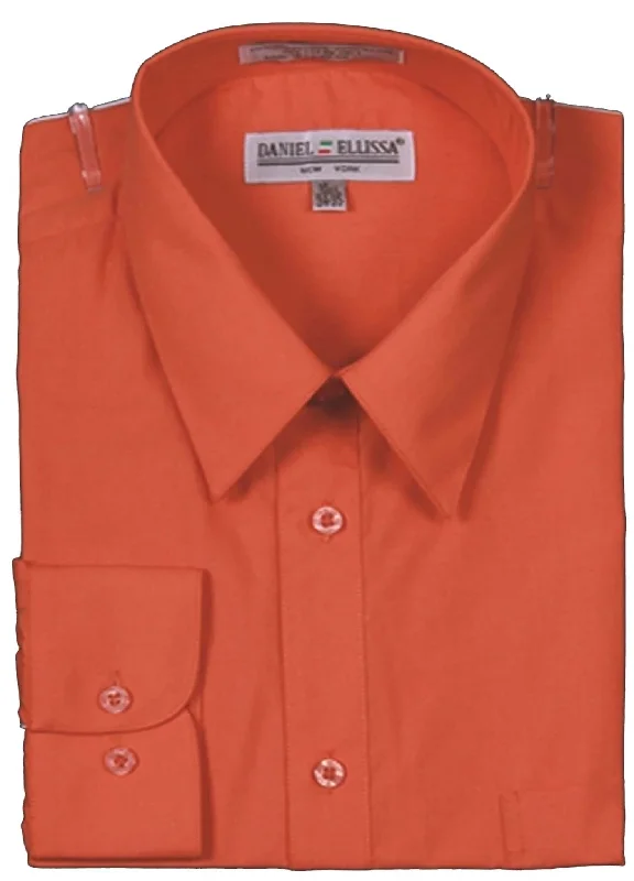 Men's Basic Dress Shirt  with Convertible Cuff -Color Orange