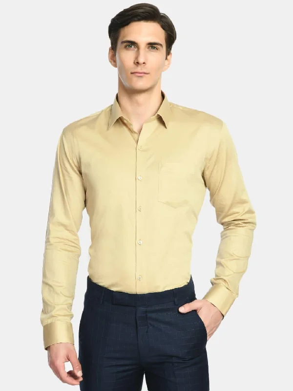 Men's Fawn Spread Collar Solid Formal Shirt