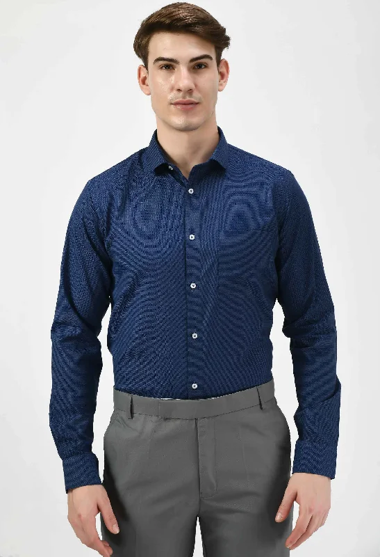 Men's Textured Cotton Full Sleeve Formal Shirt