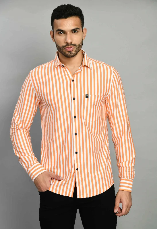 Orange White Casual Shirt for Men