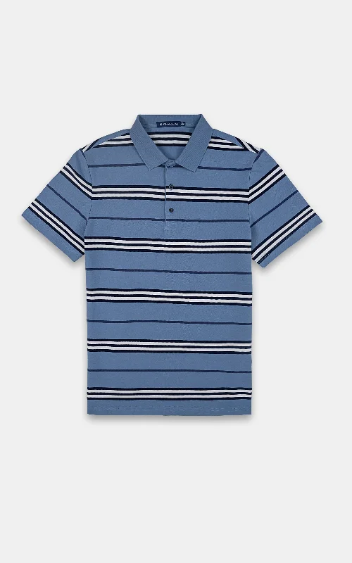 EXECUTIVE POLO RIBBED COLLAR BLUE