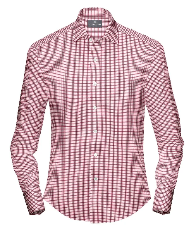 Red On White Check Shirt