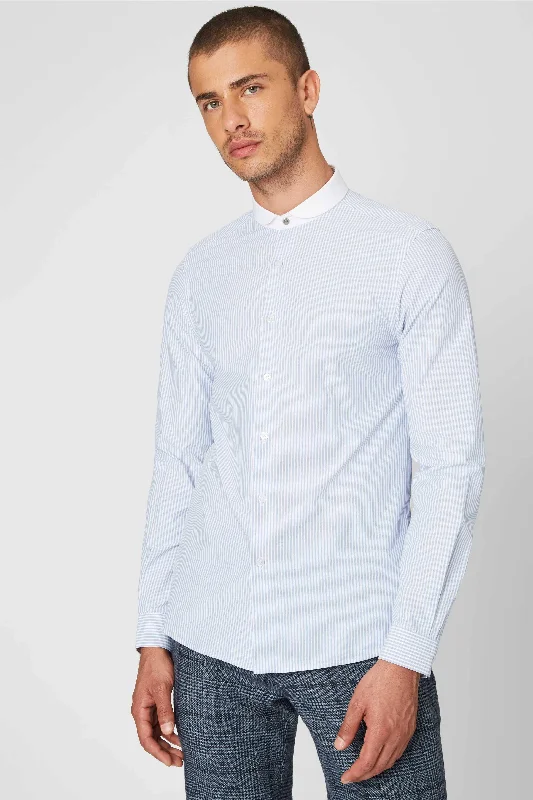 Portland Slim Fit Blue Stripe Cotton Shirt - ARCHIVE