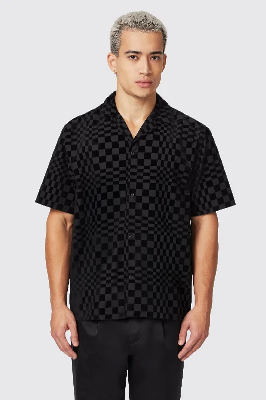 Tiber Slim Fit Black Check Short Sleeve Shirt - ARCHIVE