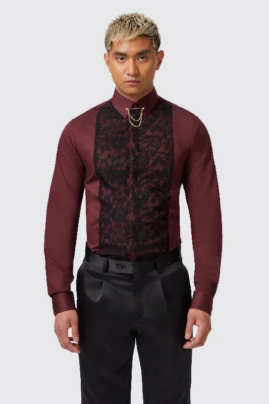 Form Skinny Fit Burgundy Cotton Shirt - ARCHIVE