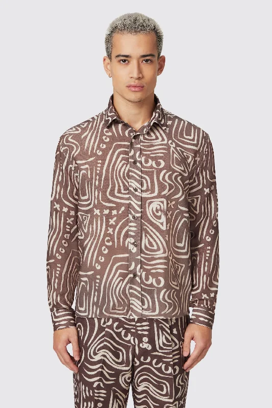 Kessie Cream Abstract Print Shirt - ARCHIVE