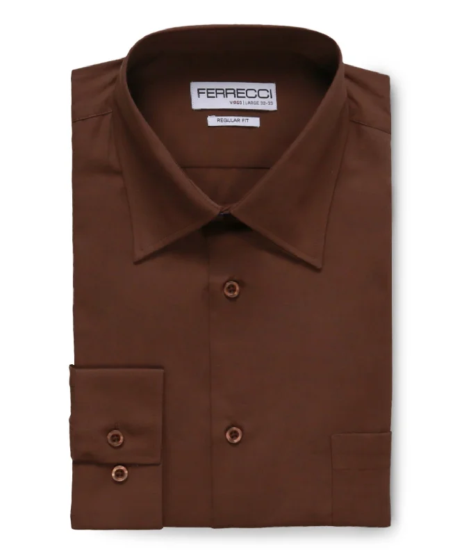 Ferrecci Men's Virgo Brown Regular Fit Shirt