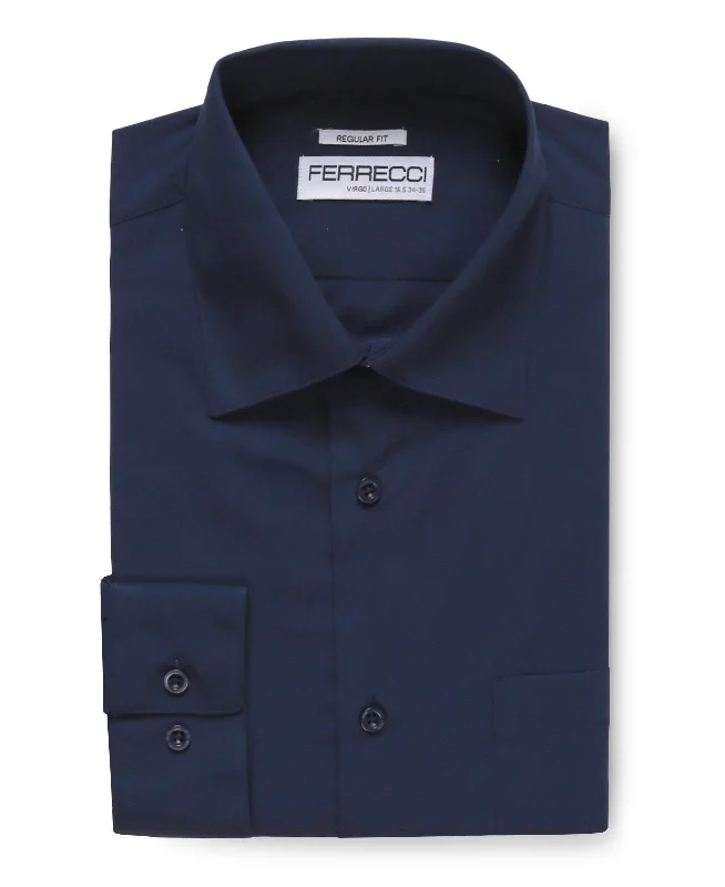 Virgo Navy Regular Fit Dress Shirt