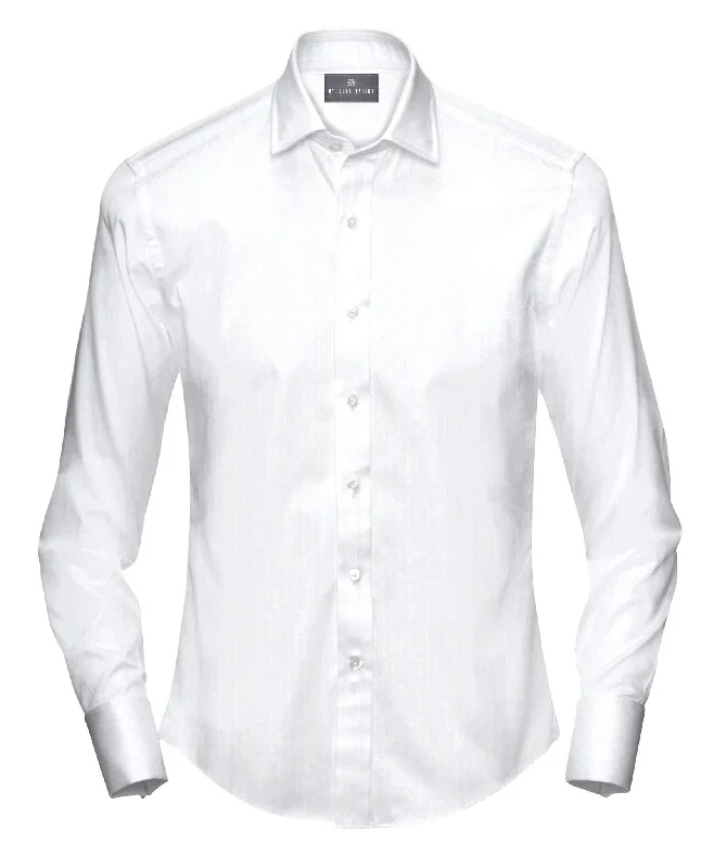 White Herringbone Dress Shirt