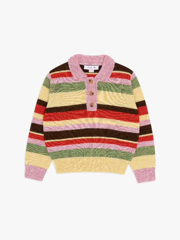 Alaia Polo Sweater - Pink Stripe