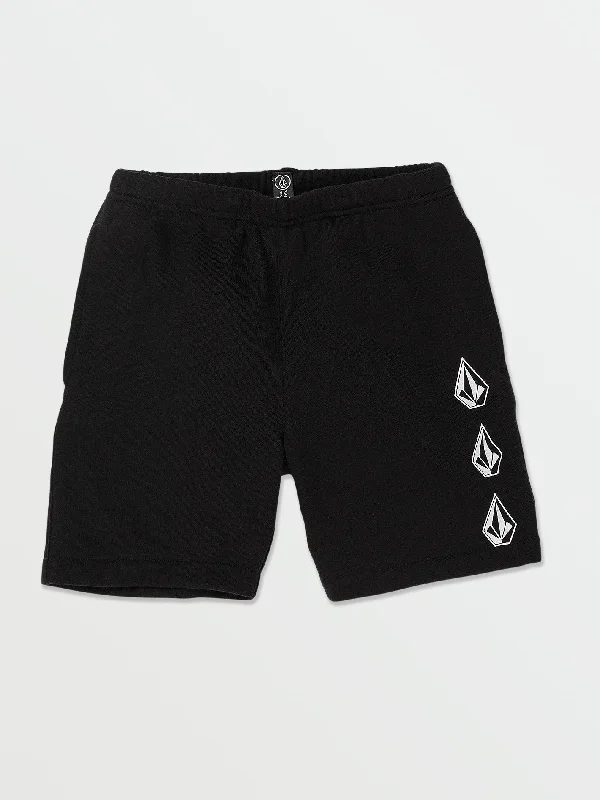 Little Boys Iconic Stone Fleece Shorts - Black