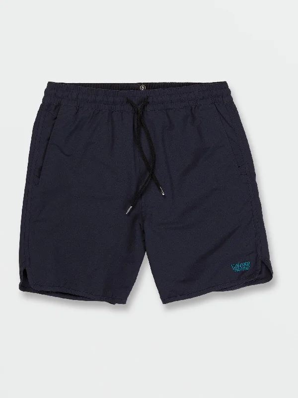 New Aged Stone Elastic Waist Shorts - Navy