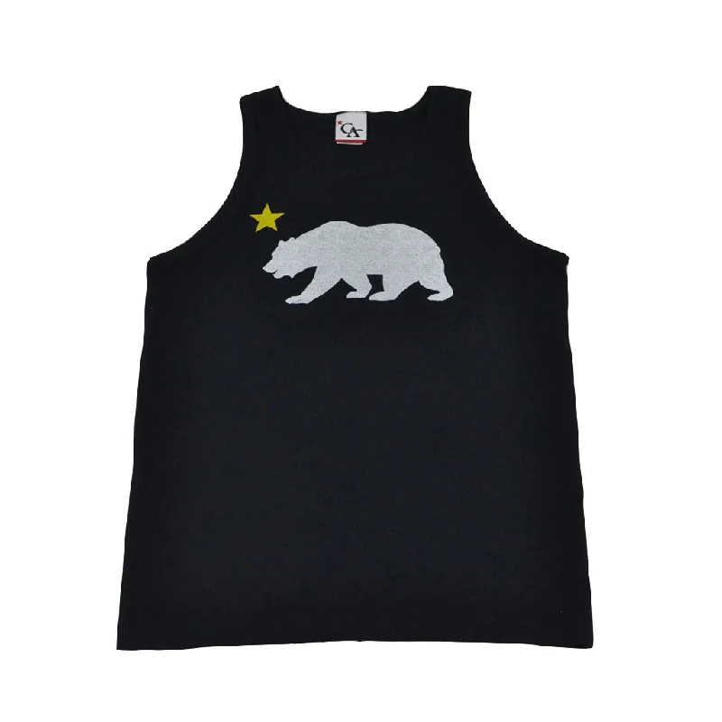 Cali Mens Bear Star Tank Top Navy