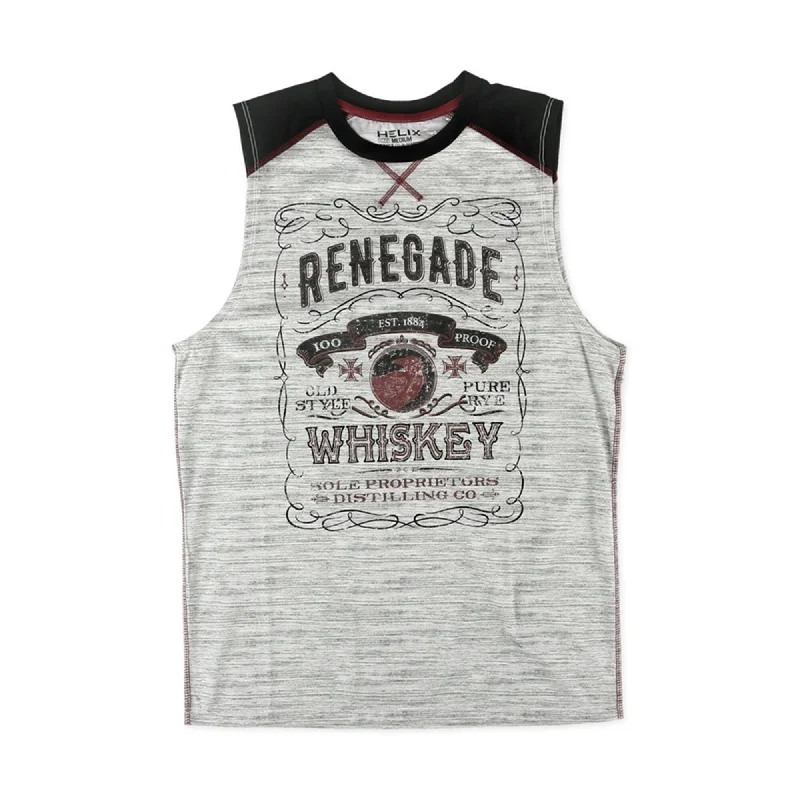 Helix Mens Renegade Whiskey Muscle Tank Top, Grey, Small