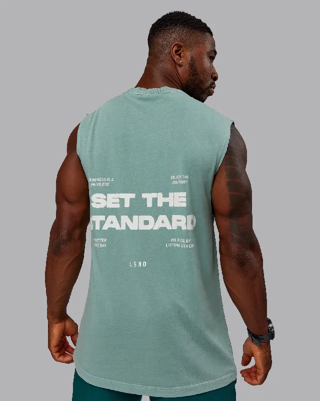 Washed Set The Standard Heavyweight Tank - Sage Brush-Off White