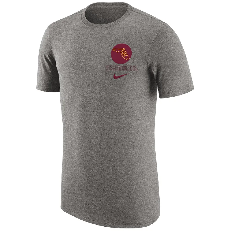 Nike Men's Vault State of Florida/Seminoles Design Tri-blend Short Sleeve Retro T-shirt - Dark Grey