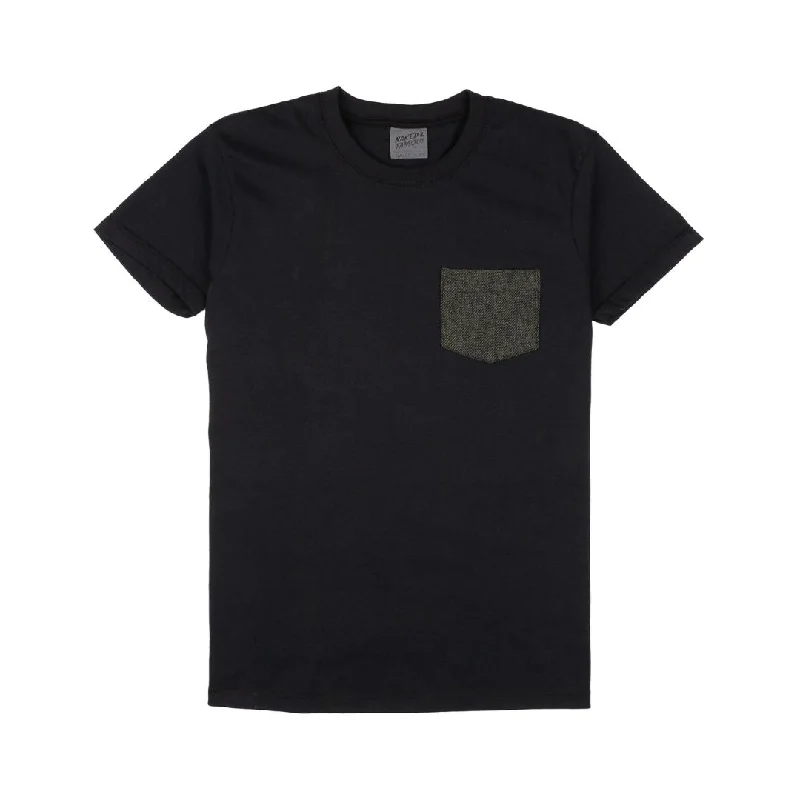 Pocket Tee (Black + Triple Yarn Twist Brushed Flannel + Forest Green)