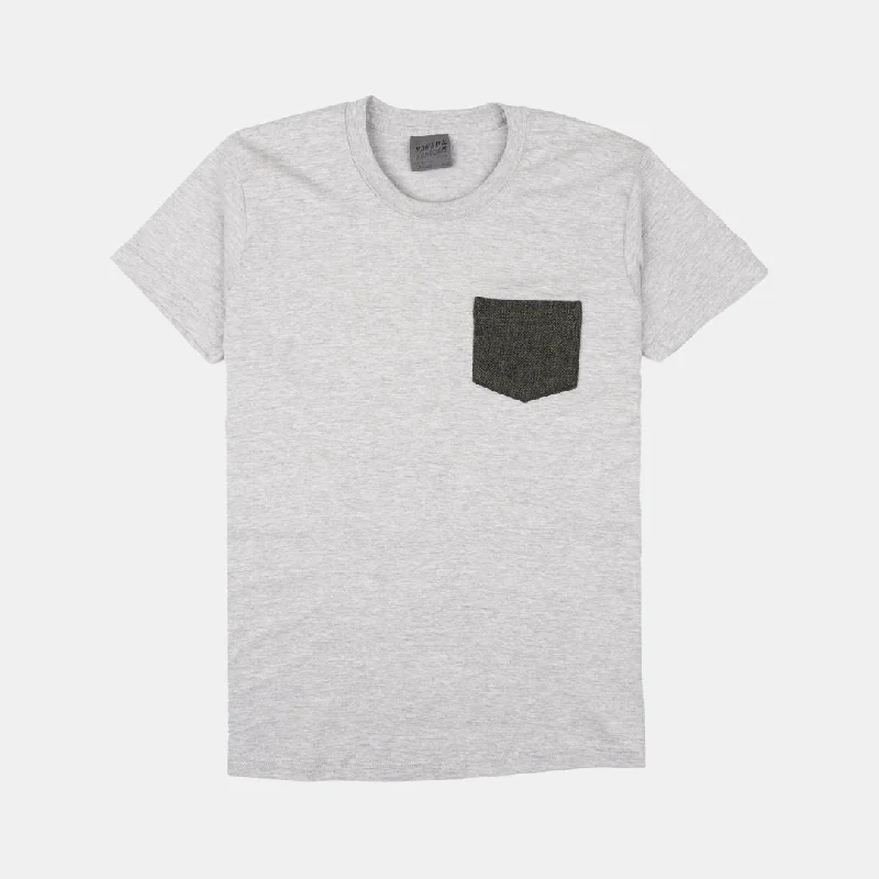 Pocket Tee (Heather Grey + Triple Yarn Twist Brushed Flannel Forest Green)