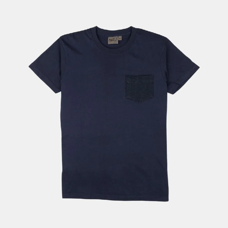 Pocket Tee (Navy + Yagasuri Denim)