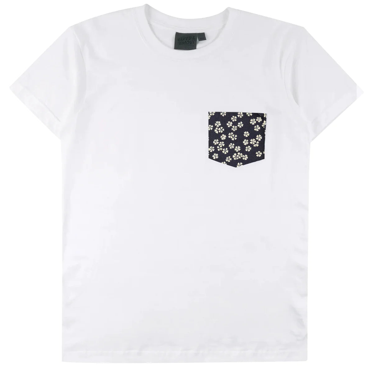 Pocket Tee (White + Kimono Flowers + Navy)