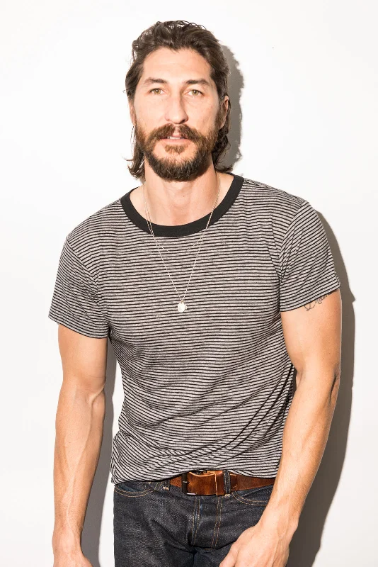 Men's Relaxed Contrast Crew Neck Stripe Tee