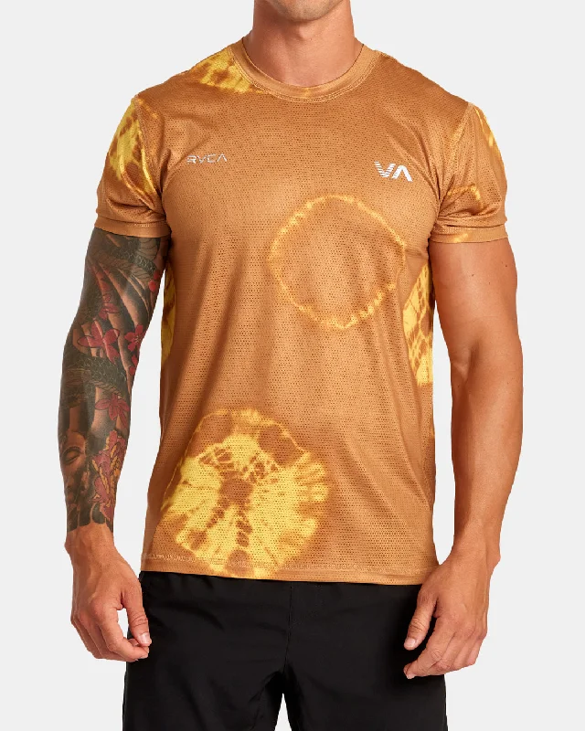 RVCA Runner Technical Short Sleeve Top - Gold Tie Dye