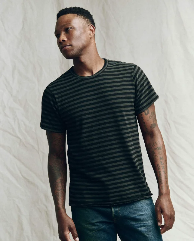 The Men's Slim Tee. -- Black and Charcoal Stripe